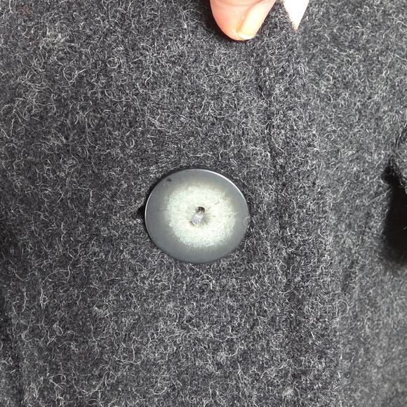 Vintage Eddie Bauer Women Large Tall Wool Blend Charcoal Button Coat Made in USA - Picture 3 of 10